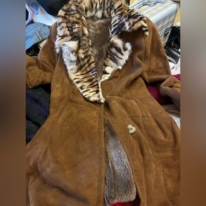 Shearling real leather and fur holt renfrew 3/4 coat/jacket